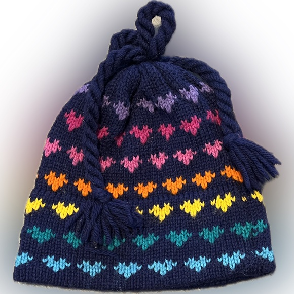 💥Vintage Morceau Sports Wool Knit Ski Hat Tassel Multicolor Outdoor Headwear - Picture 3 of 7